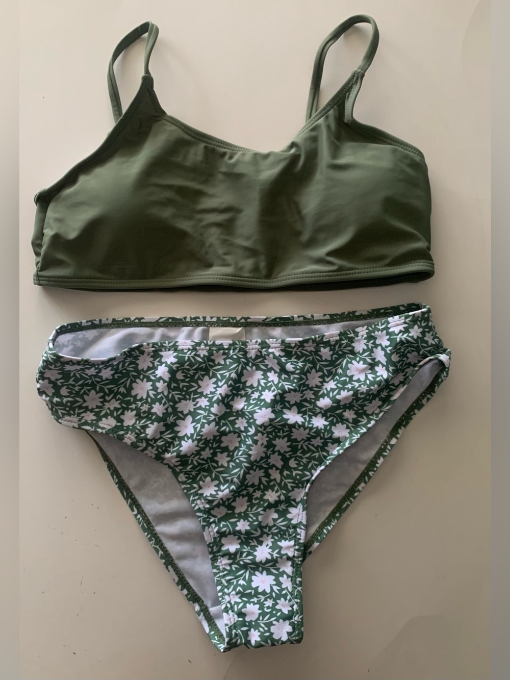 NEW SHEIN Teen Girls Green Floral Bikini Size 160 (13-14 yrs)